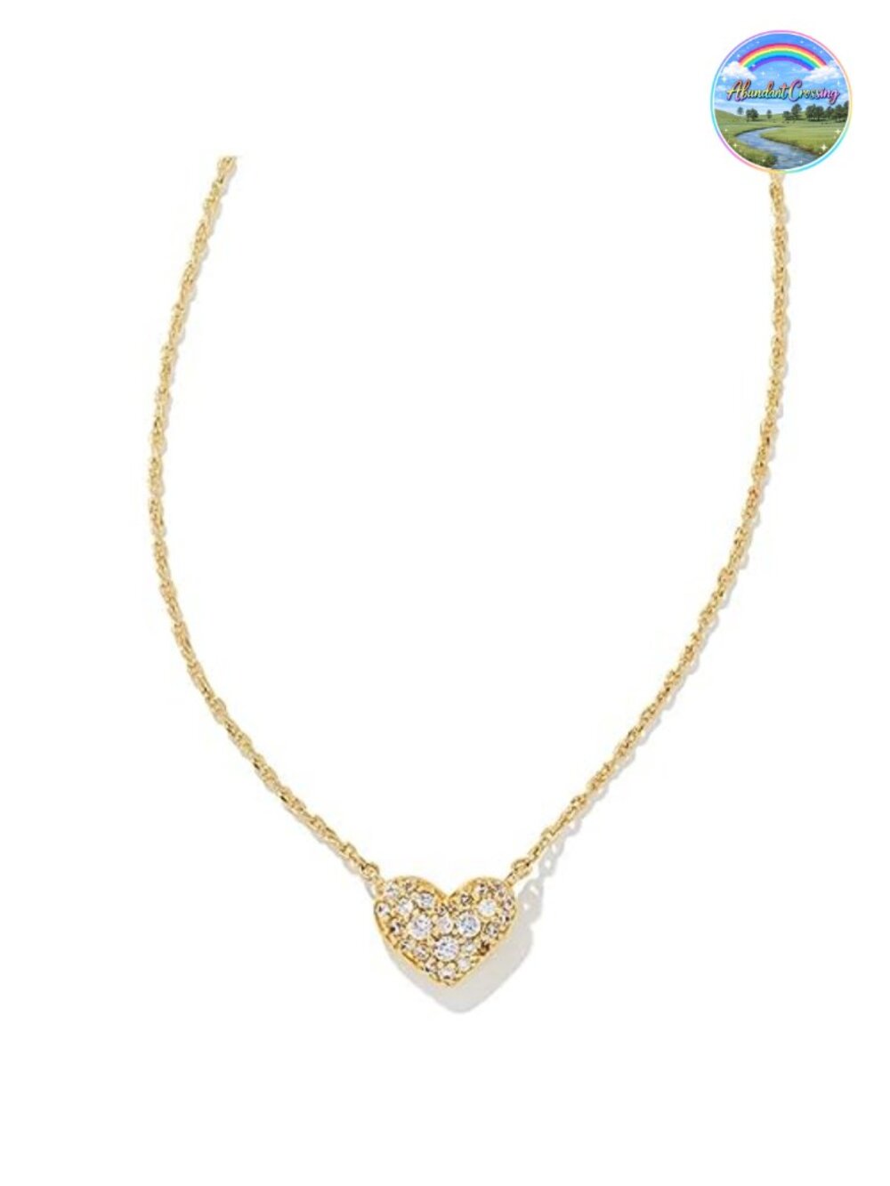 Kendra Scott Ari Pave Crystal Heart Necklace, Gold Plated, 19" Chain, Pendant